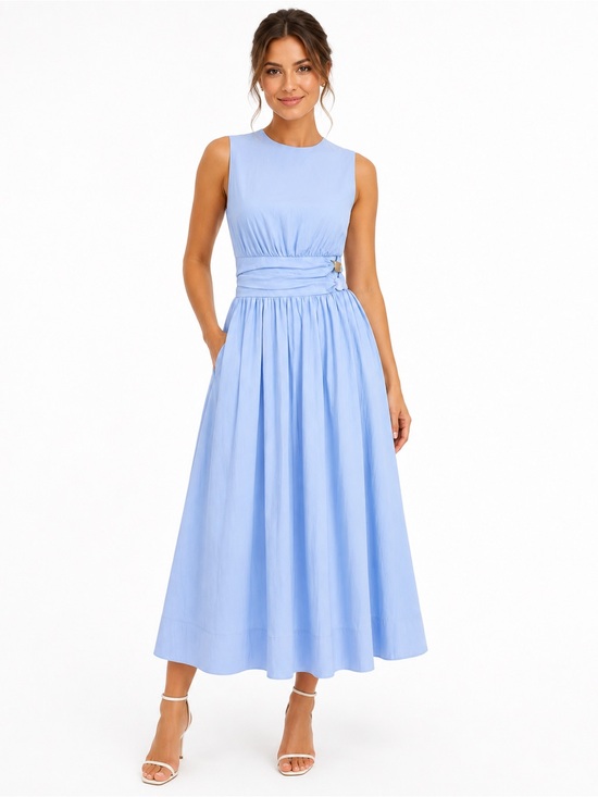 Commense Dresses & Skirts - Light Blue Sleeveless Maxi Dress with Waist Detail